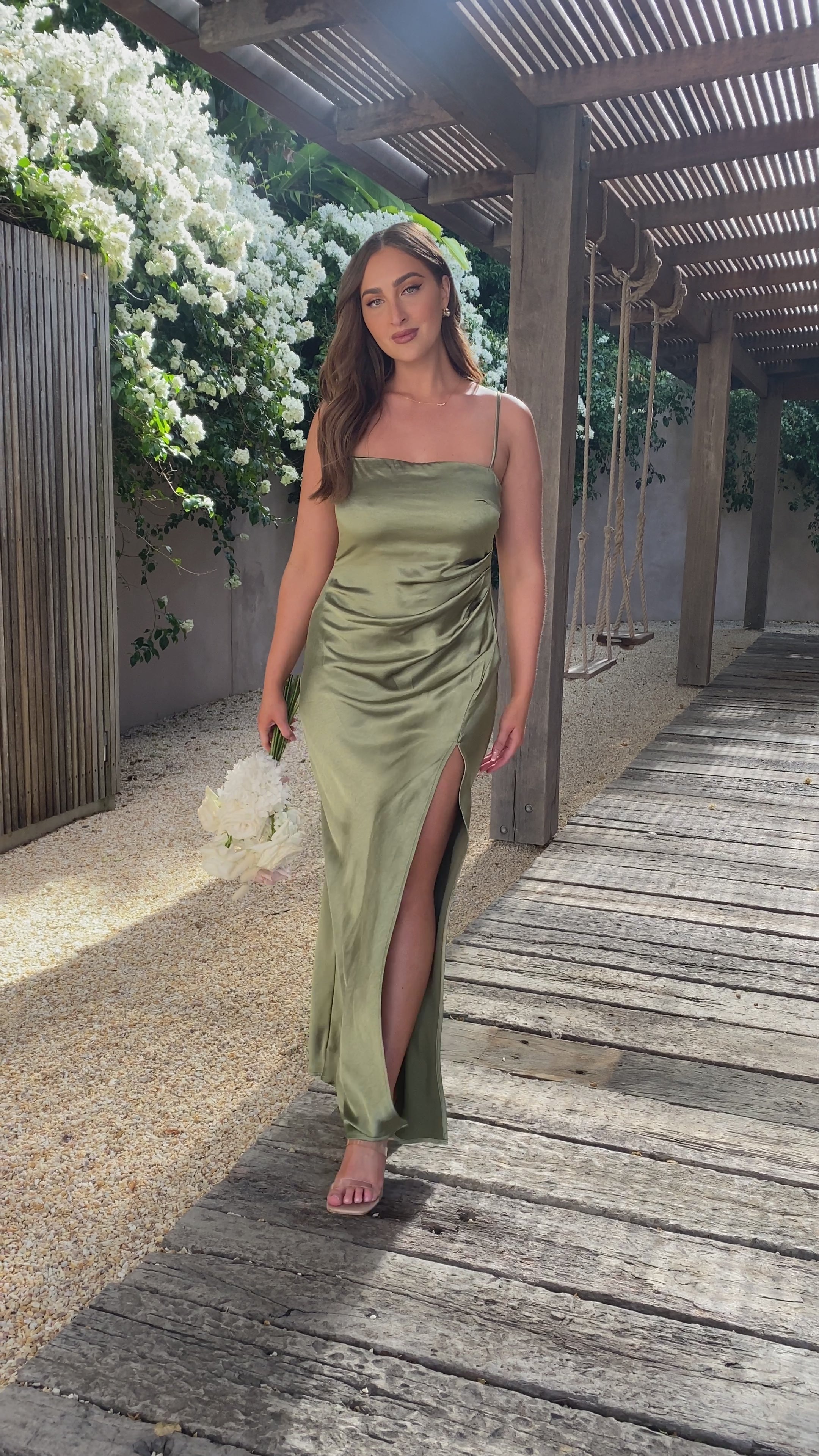 Load video: Julia Maxi Dress - Olive - Billy J