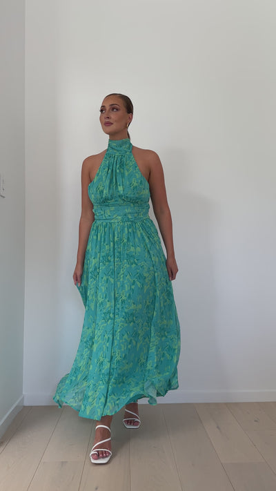 Load and play video in Gallery viewer, Zahava Maxi Dress - Green Floral - Billy J
