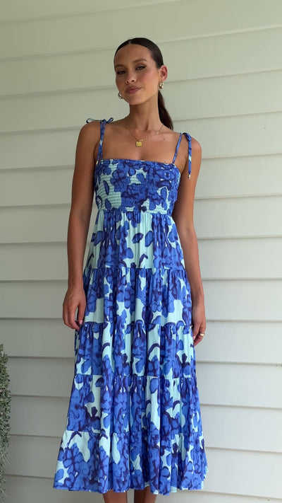 Load and play video in Gallery viewer, Badar Maxi Dress - Blue Floral - Billy J
