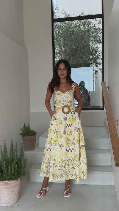 Load and play video in Gallery viewer, Dania Maxi Skirt - Yellow Portofino - Billy J
