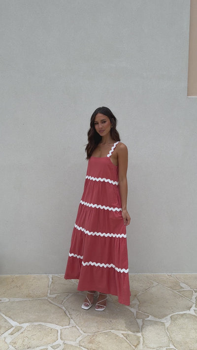 Load and play video in Gallery viewer, Eliana Maxi Dress - Watermelon - Billy J
