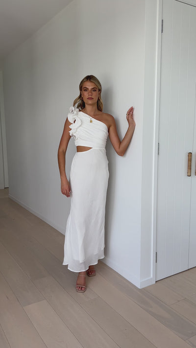 Load and play video in Gallery viewer, Amina Maxi Dress - White - Billy J
