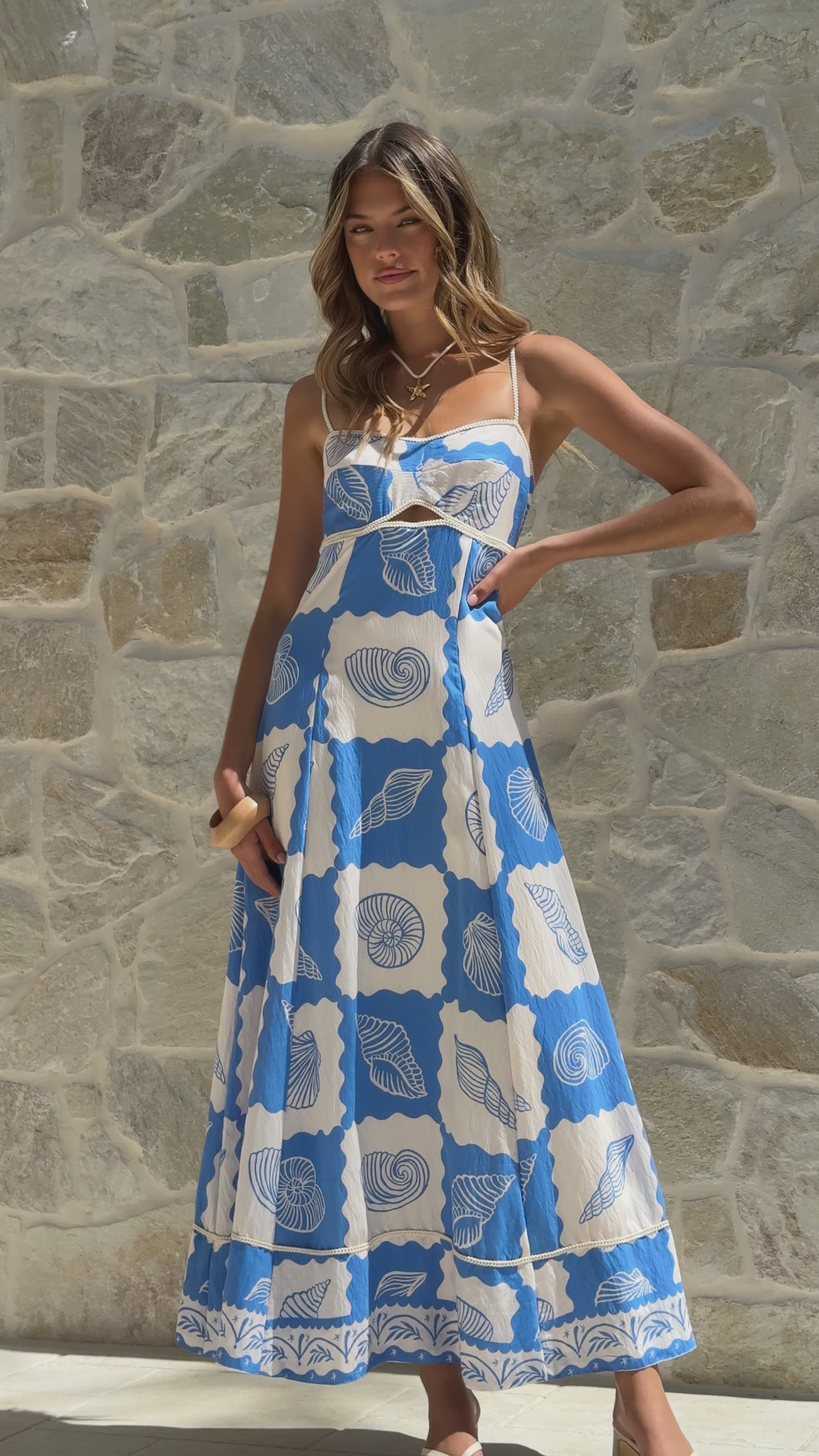 Load video: Elisabeth Maxi Dress - La Mer Blue - Billy J