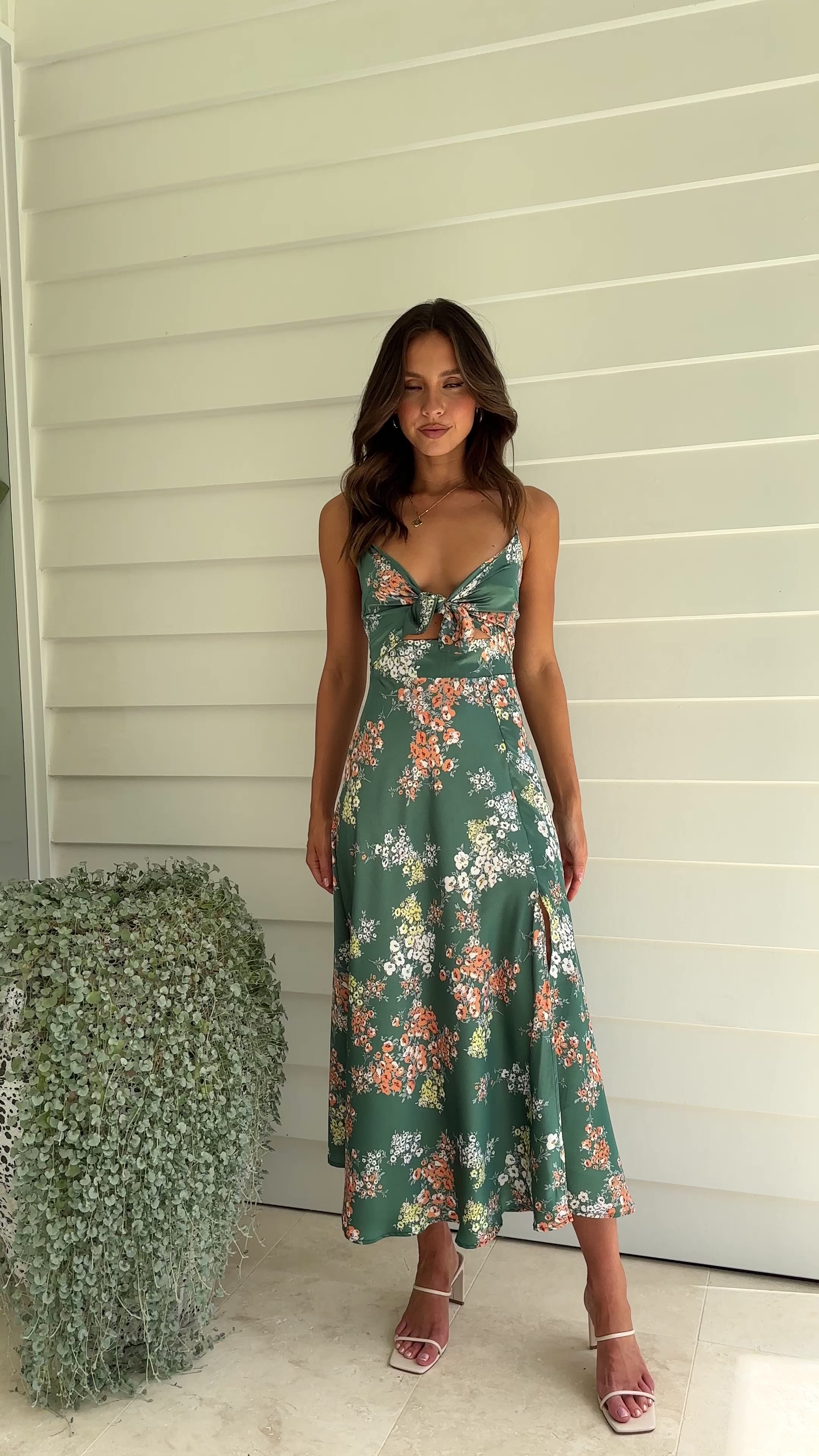 Dreamers Midi Dress - Green Floral - Billy J