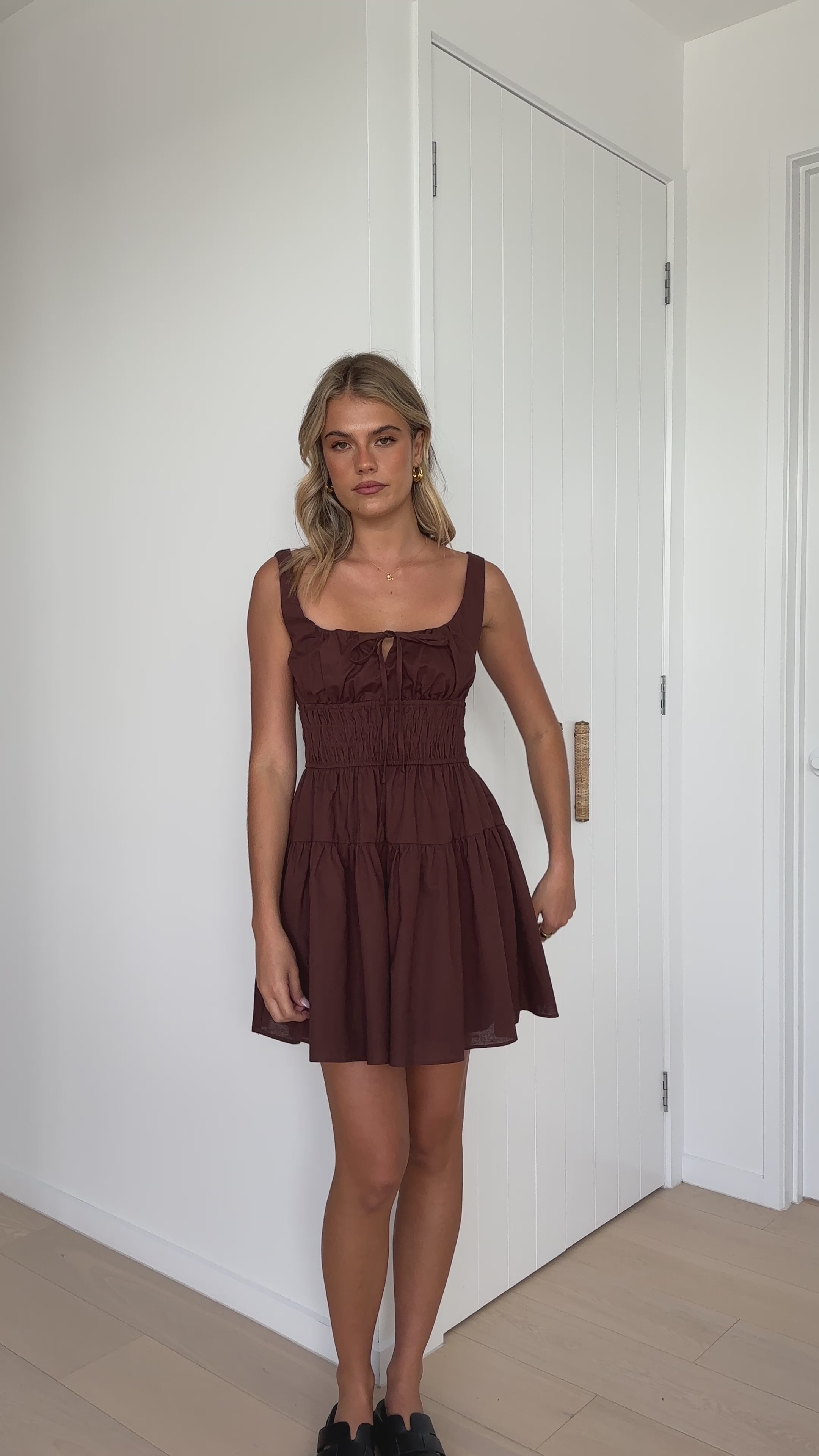 Abrina Mini Dress - Brown - Billy J