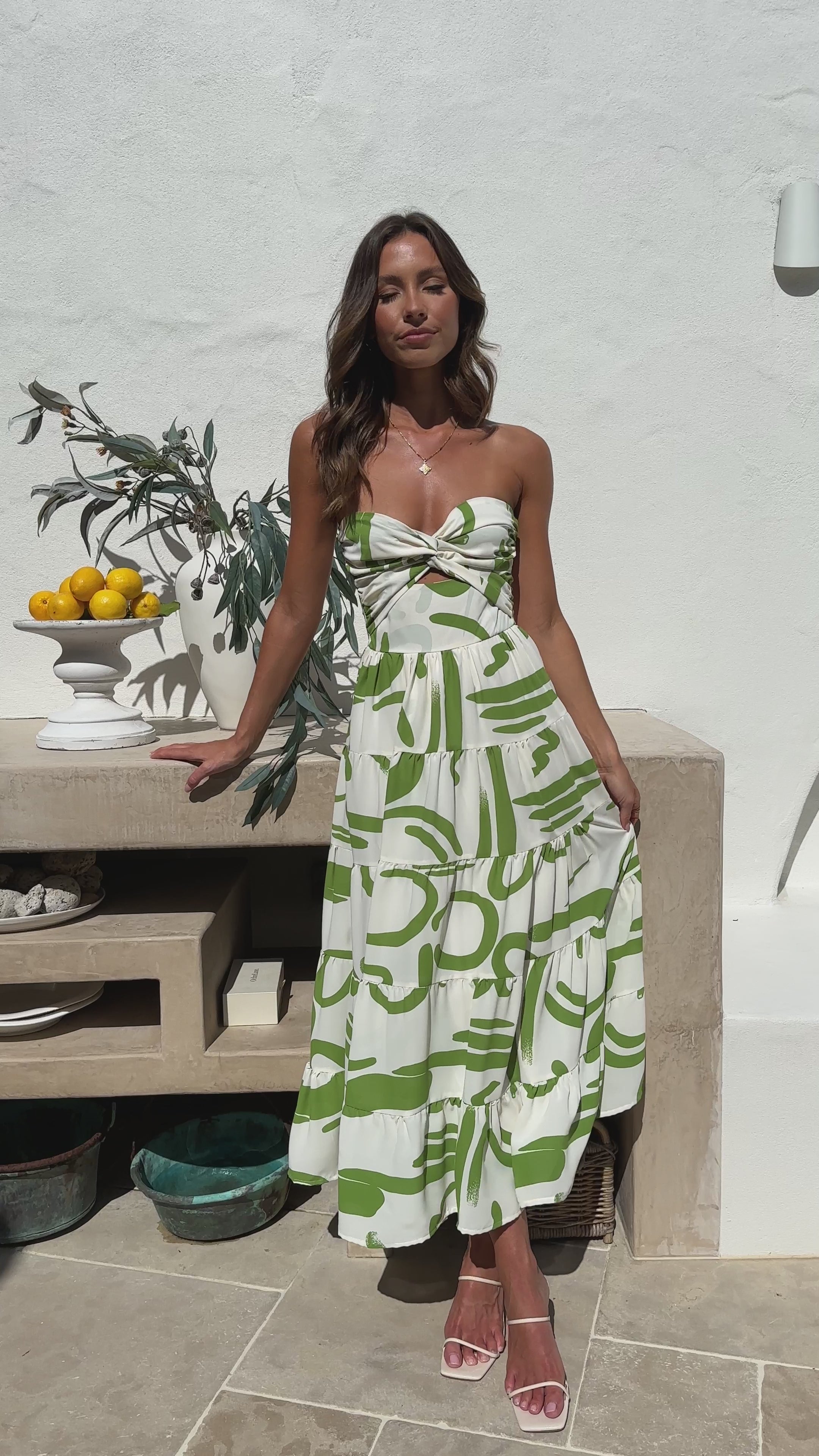 Hazel Midi Dress - Green Print - Billy J