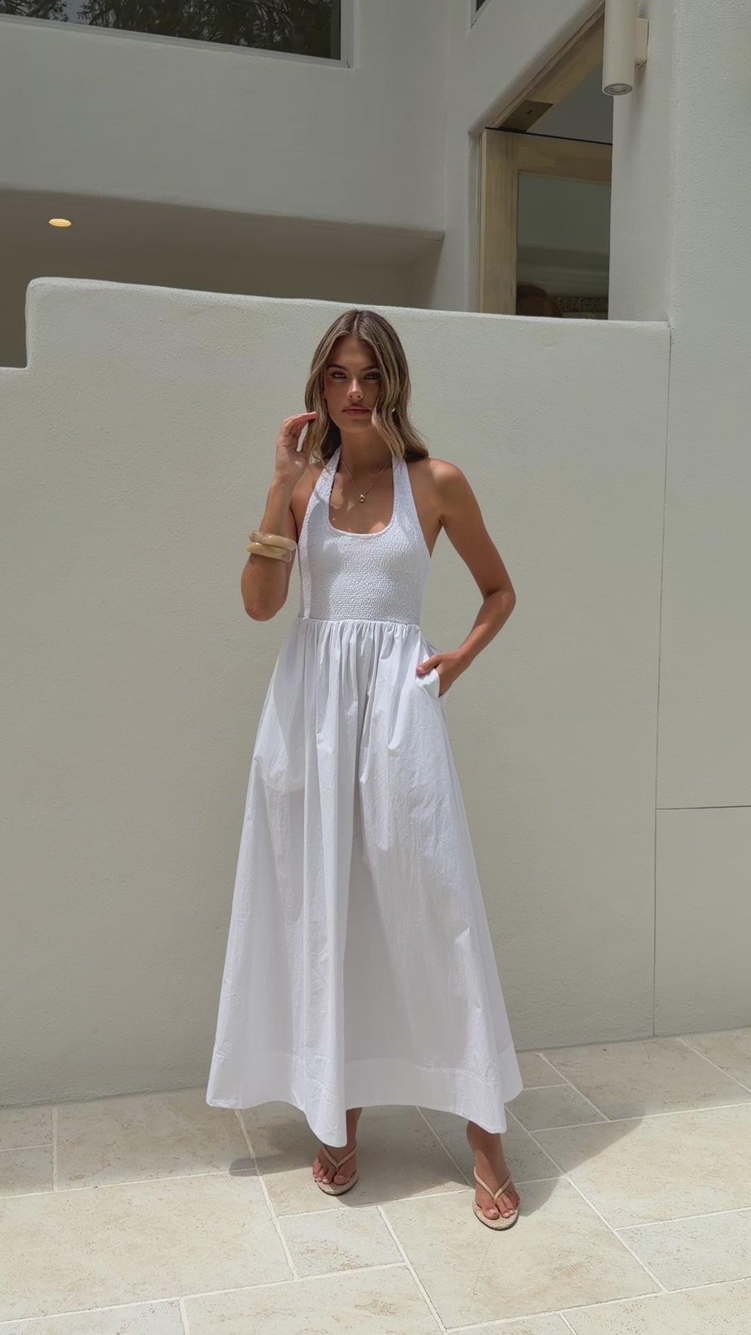 Load video: Keanie Maxi Dress - White - Billy J
