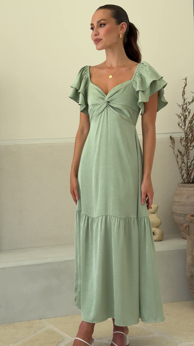 Load and play video in Gallery viewer, Averianna Maxi Dress - Sage - Billy J
