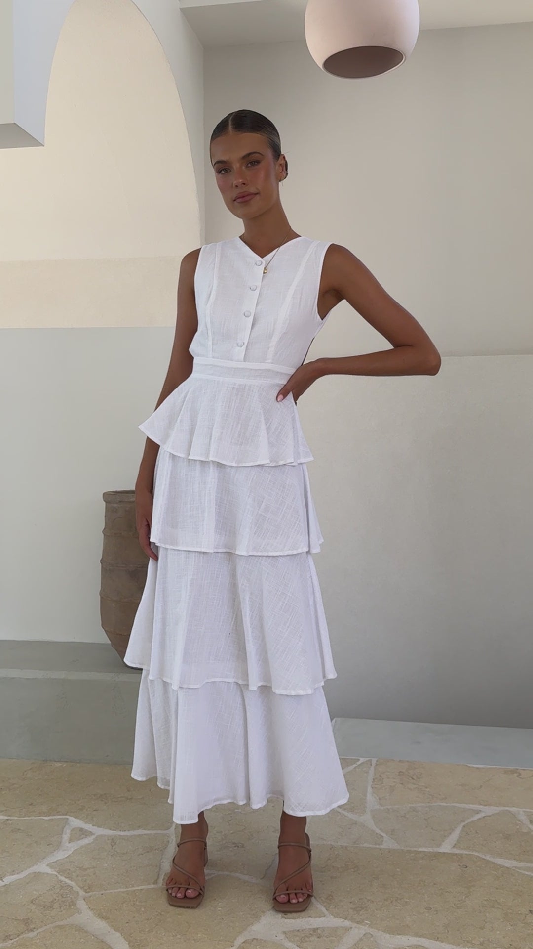 Anastasia Backless Maxi Dress - White - Billy J