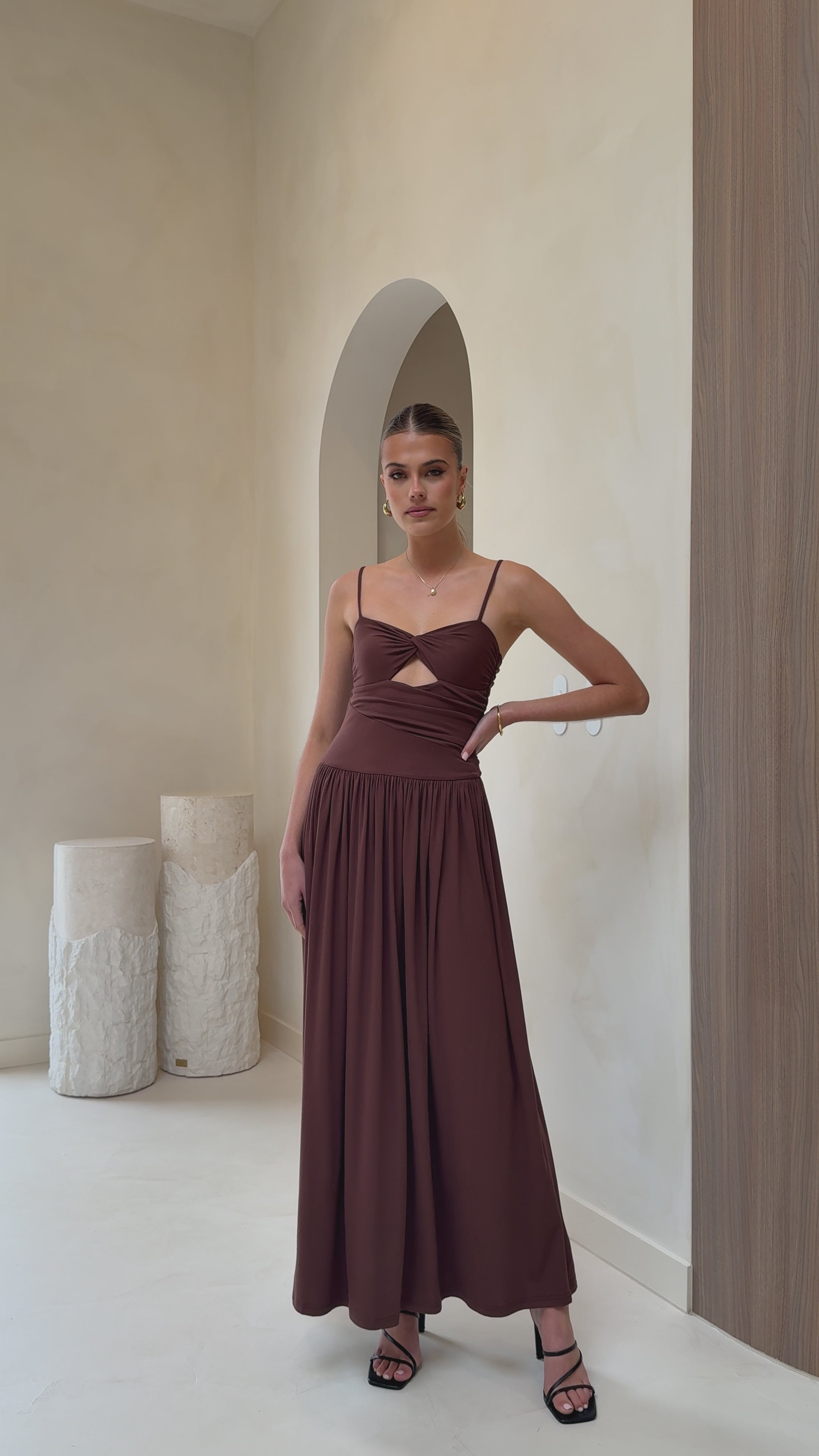 Load video: Libertine Maxi Dress - Chocolate - Billy J