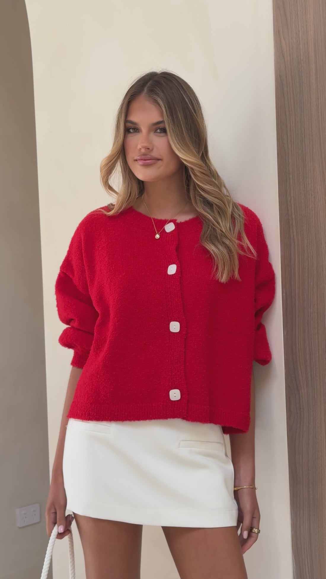 Zelara Knit Cardigan - Red - Billy J