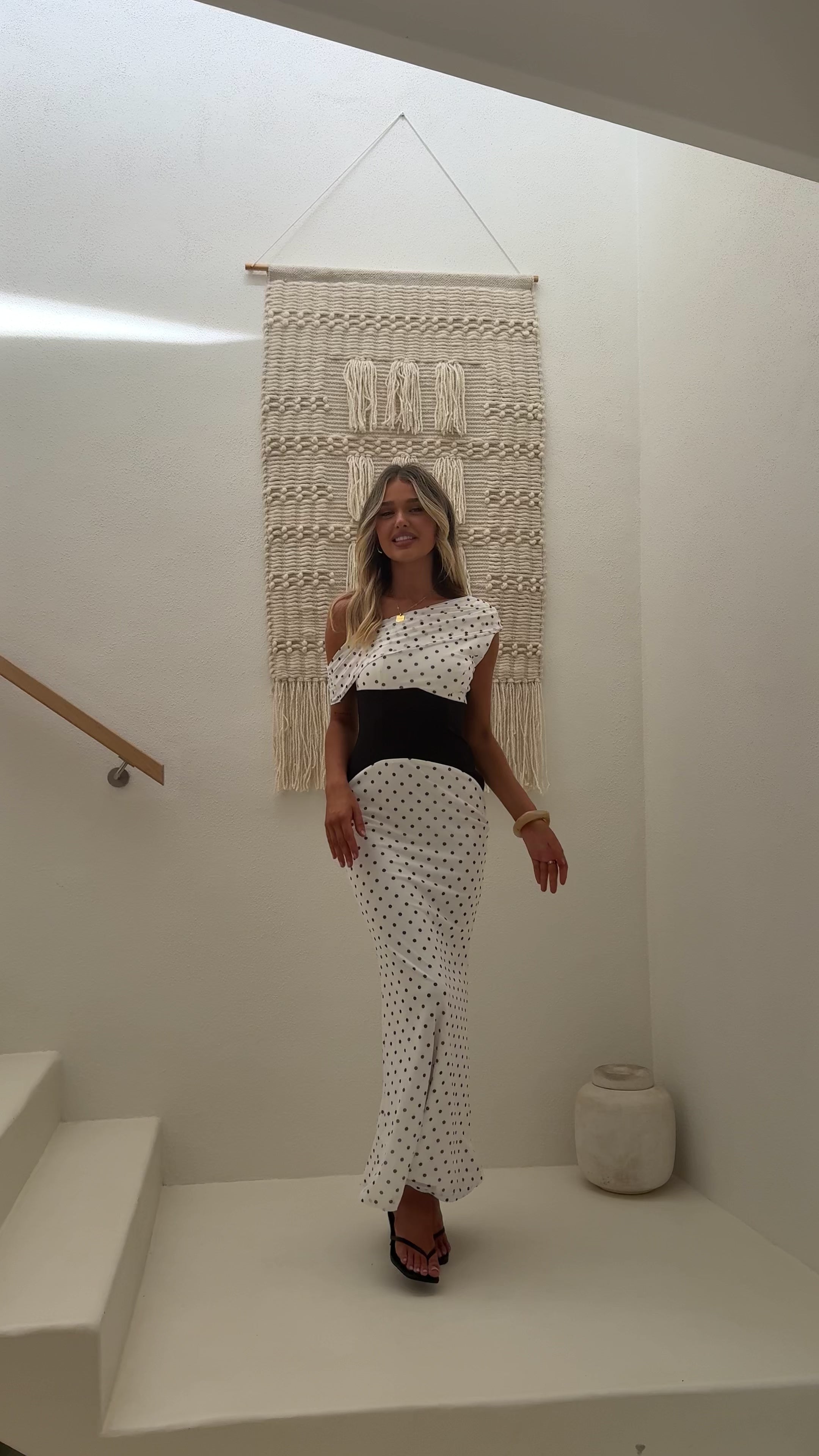 Load video: Bonnie Maxi Dress - Brown Polka - Billy J