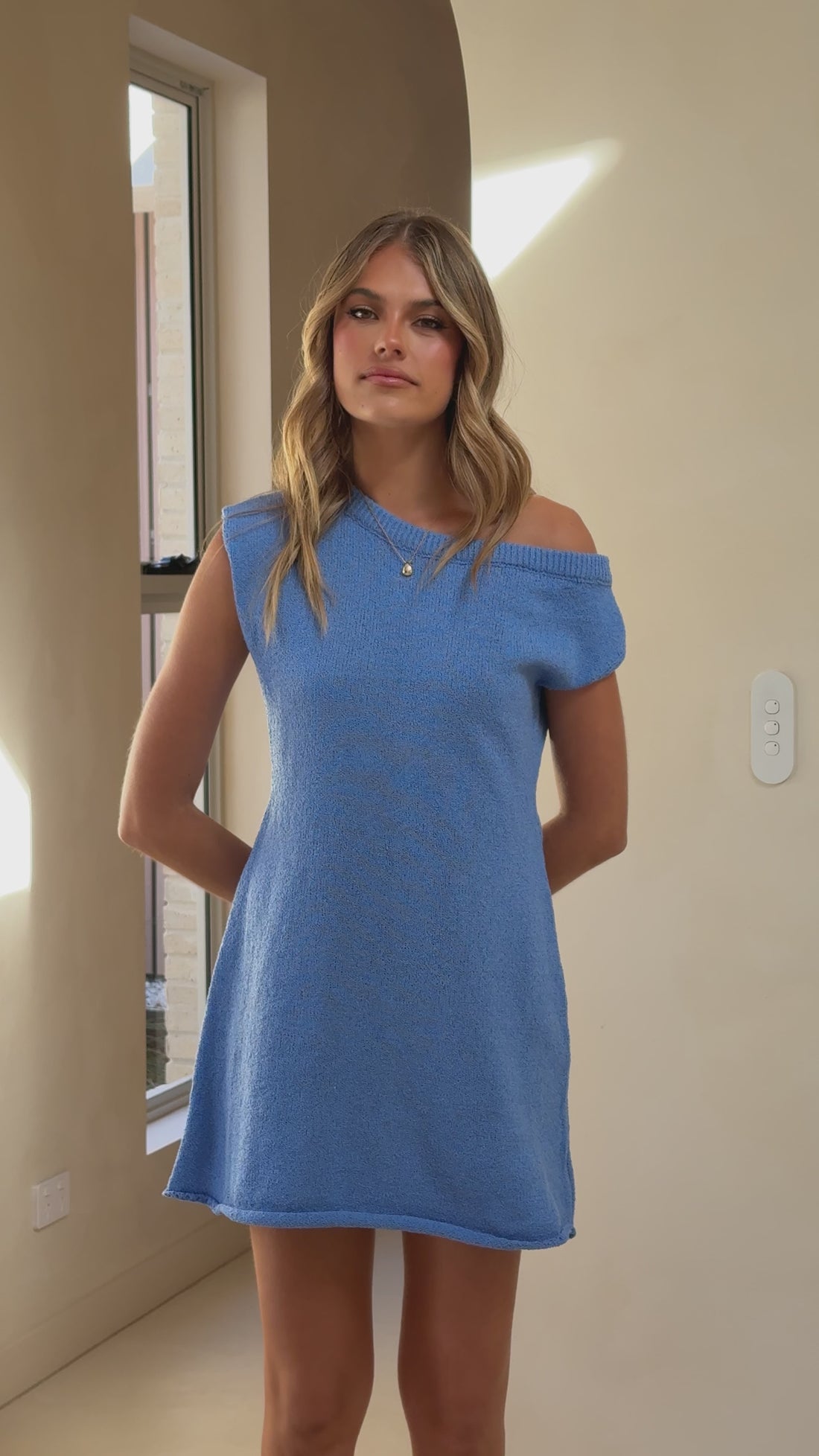 Robin Off Shoulder Mini Dress - Blue - Billy J
