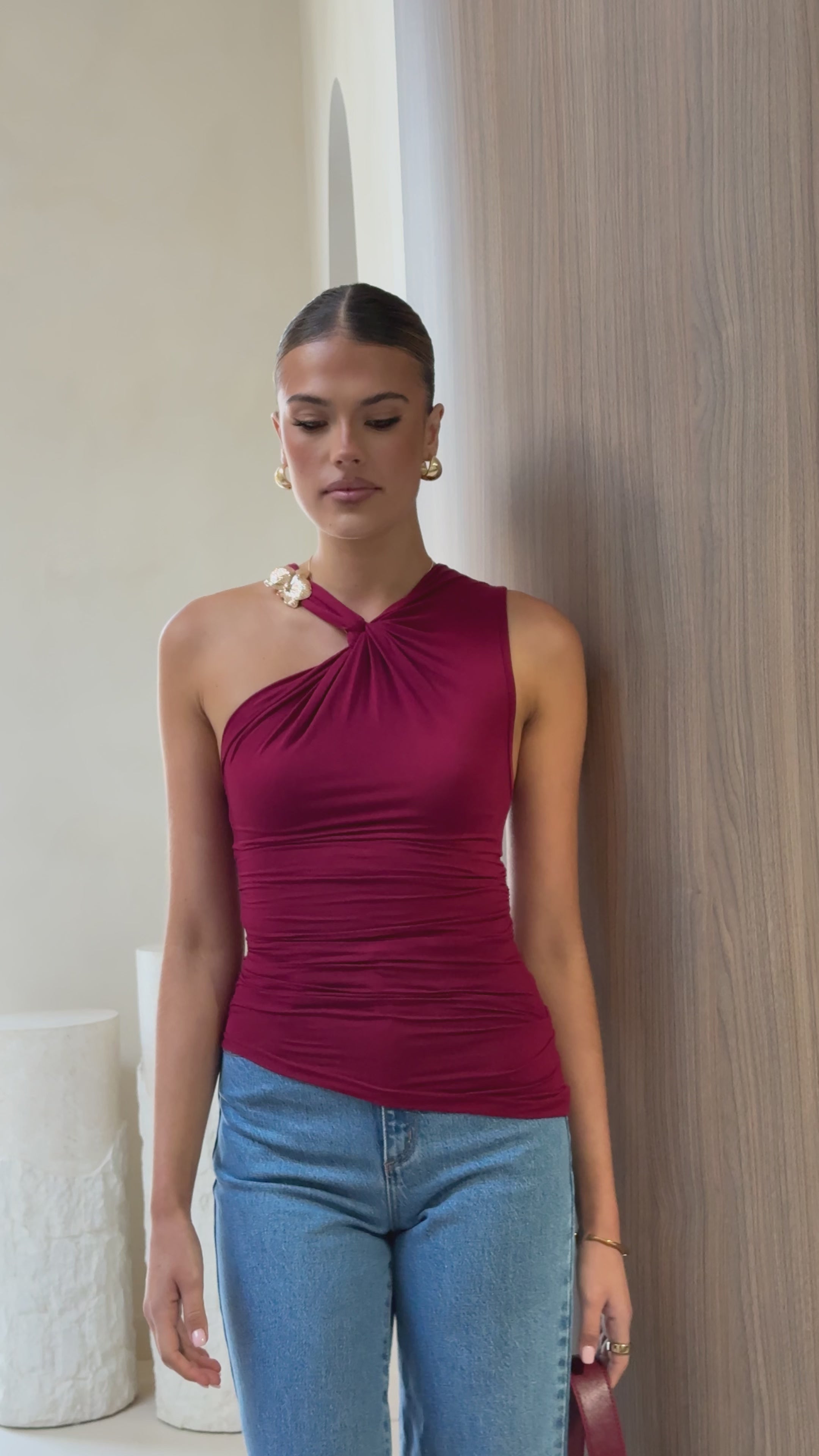 Load video: Emerson Top - Burgundy - Billy J