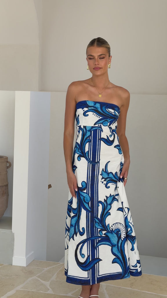 Madra Maxi Dress - Sapphire / White Zayna - Billy J