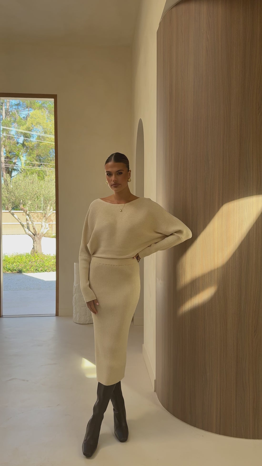 Iluka Knit Midi Skirt - Beige - Billy J