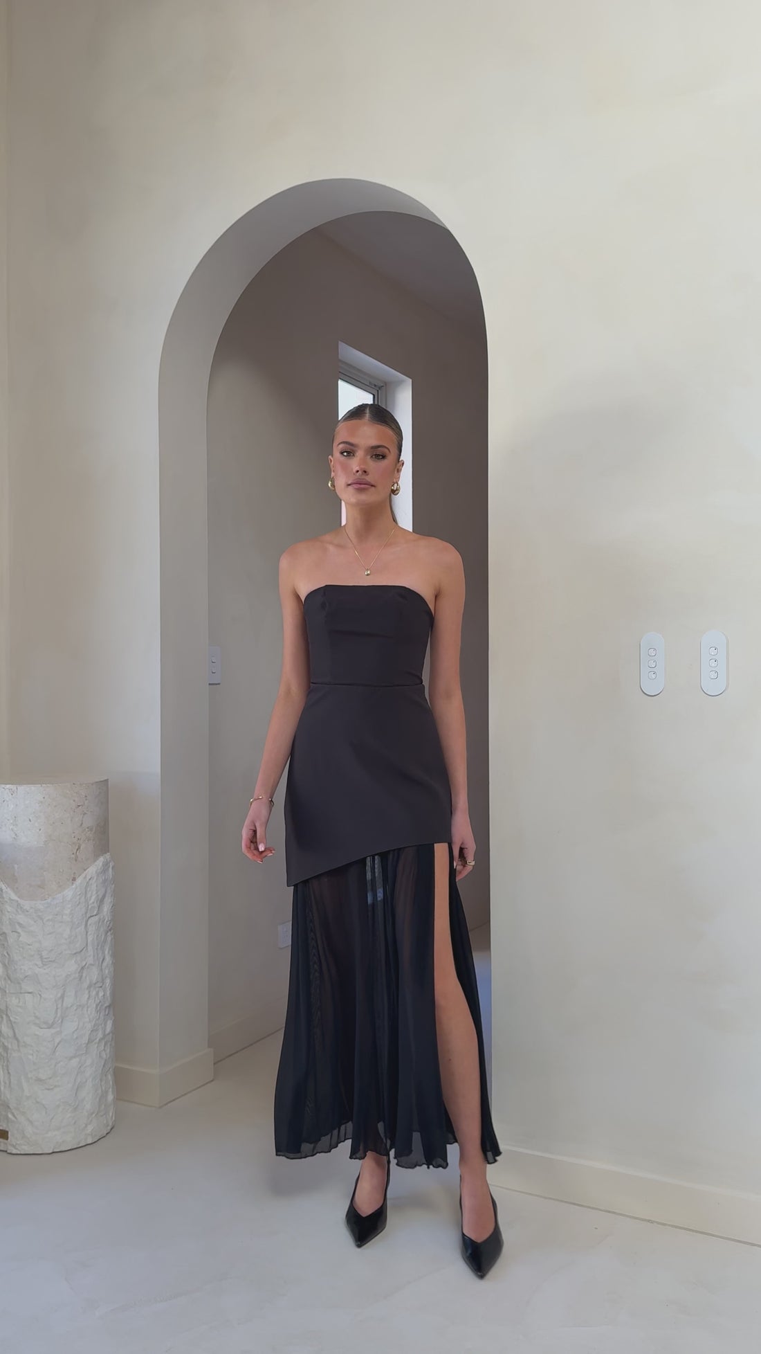 Fenella Asymmetrical Maxi Dress - Black - Billy J