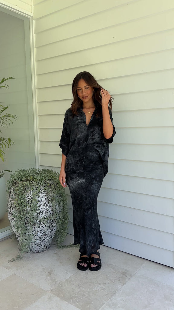 Yolanda Shirt and Maxi Skirt Set - Grey Tie Dye - Billy J