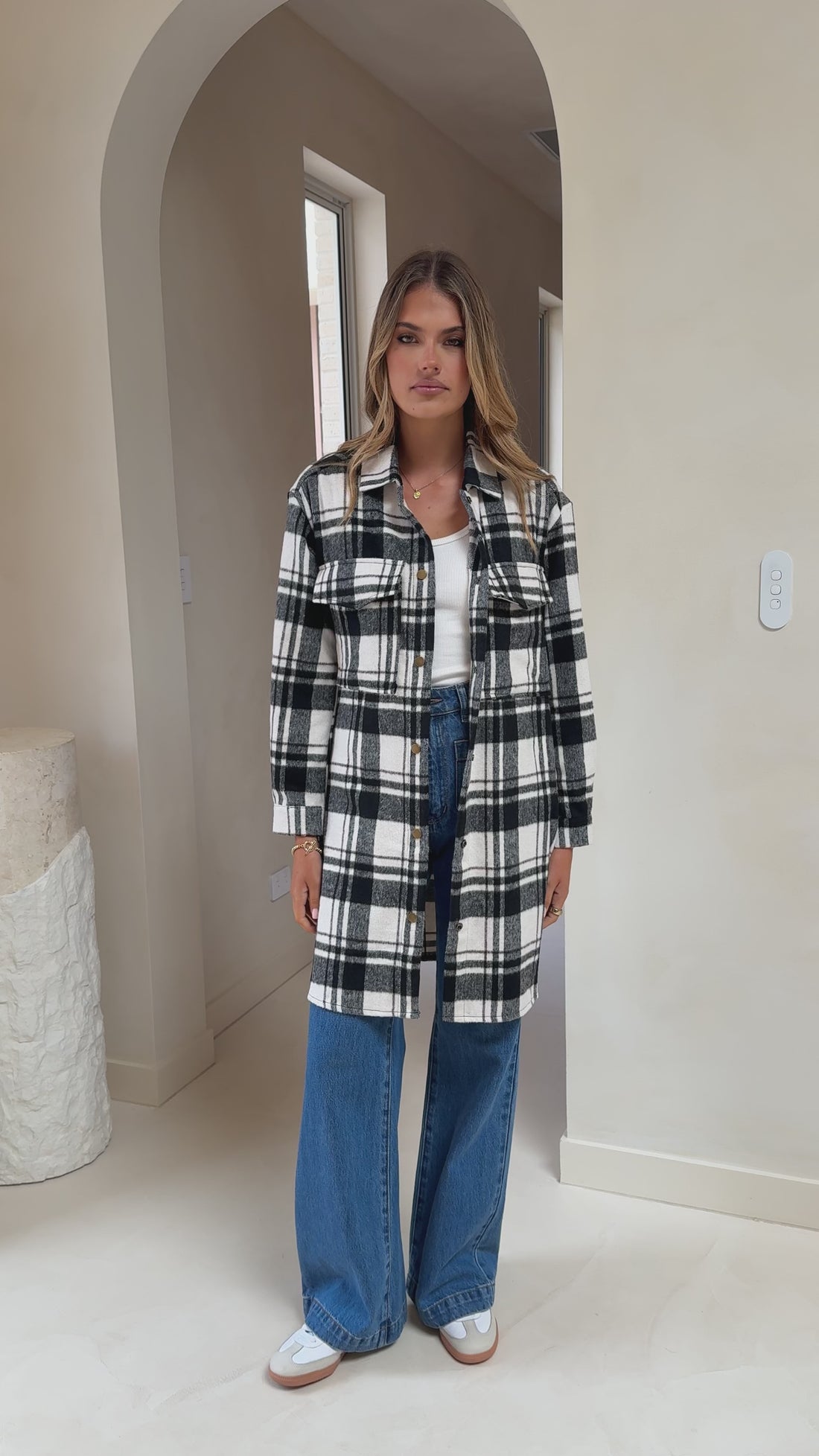 Saskia Jacket - Black/Cream Check - Billy J