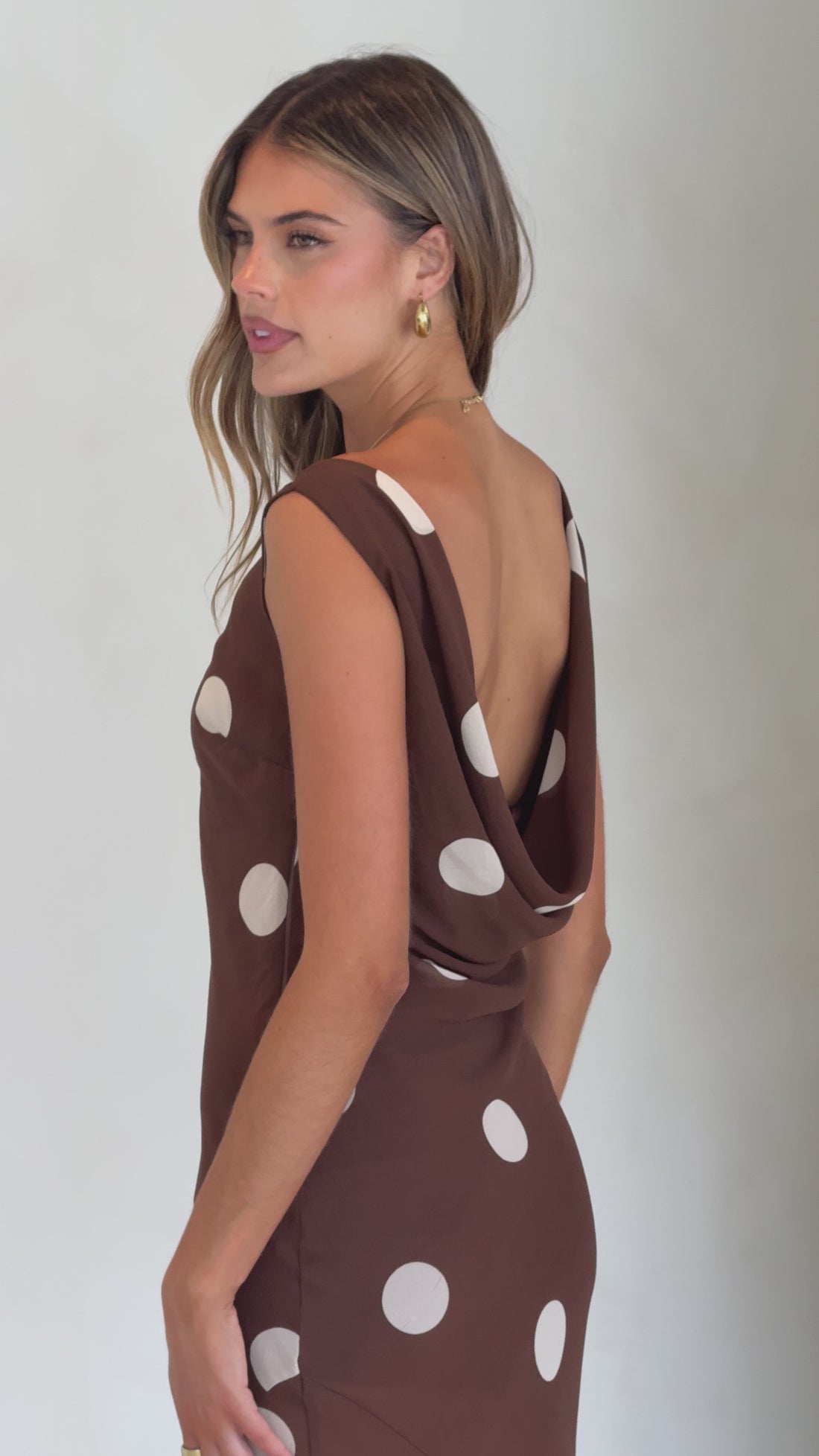 Beverly Maxi Dress - Chocolate/Cream Polka Dot - Billy J