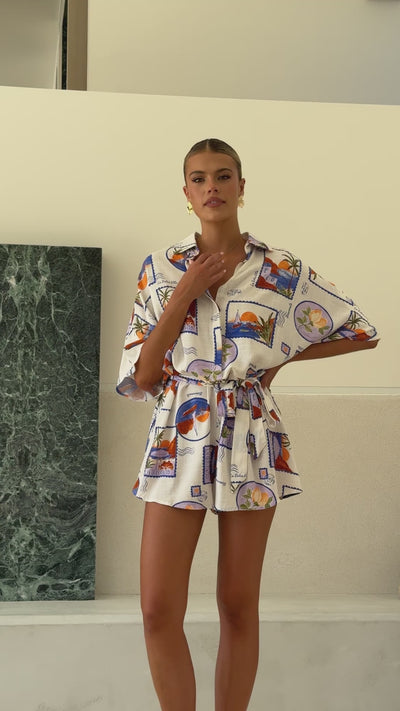 Load and play video in Gallery viewer, Deltora Playsuit - Dolce Vita Print - Billy J
