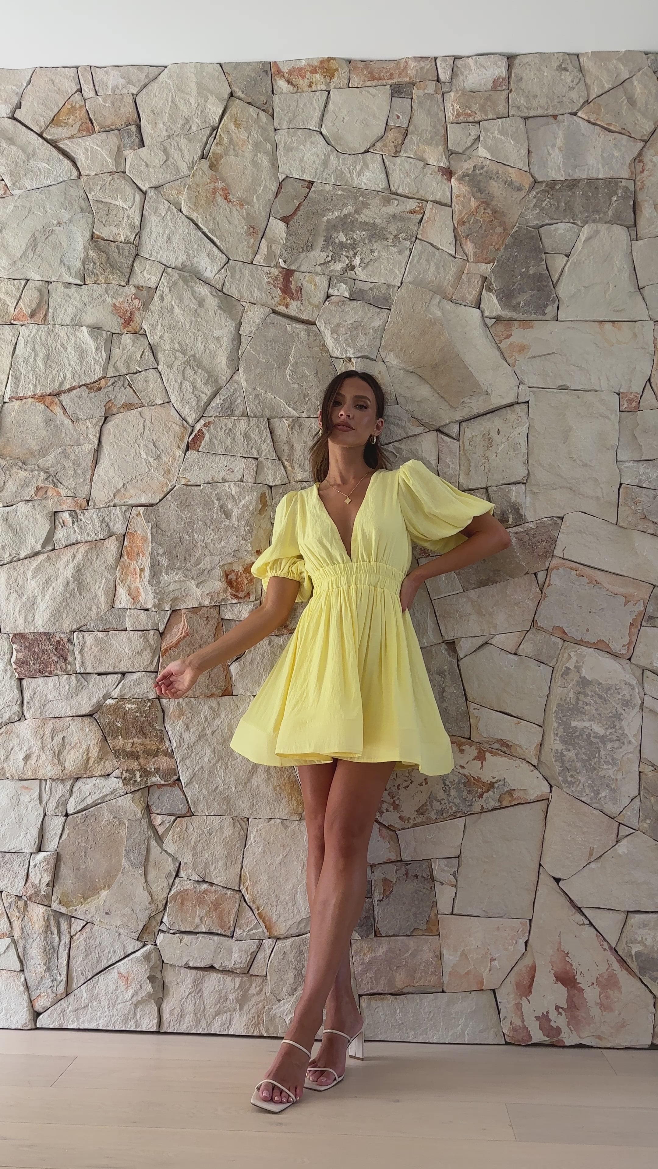 Erin Mini Dress - Yellow - Billy J