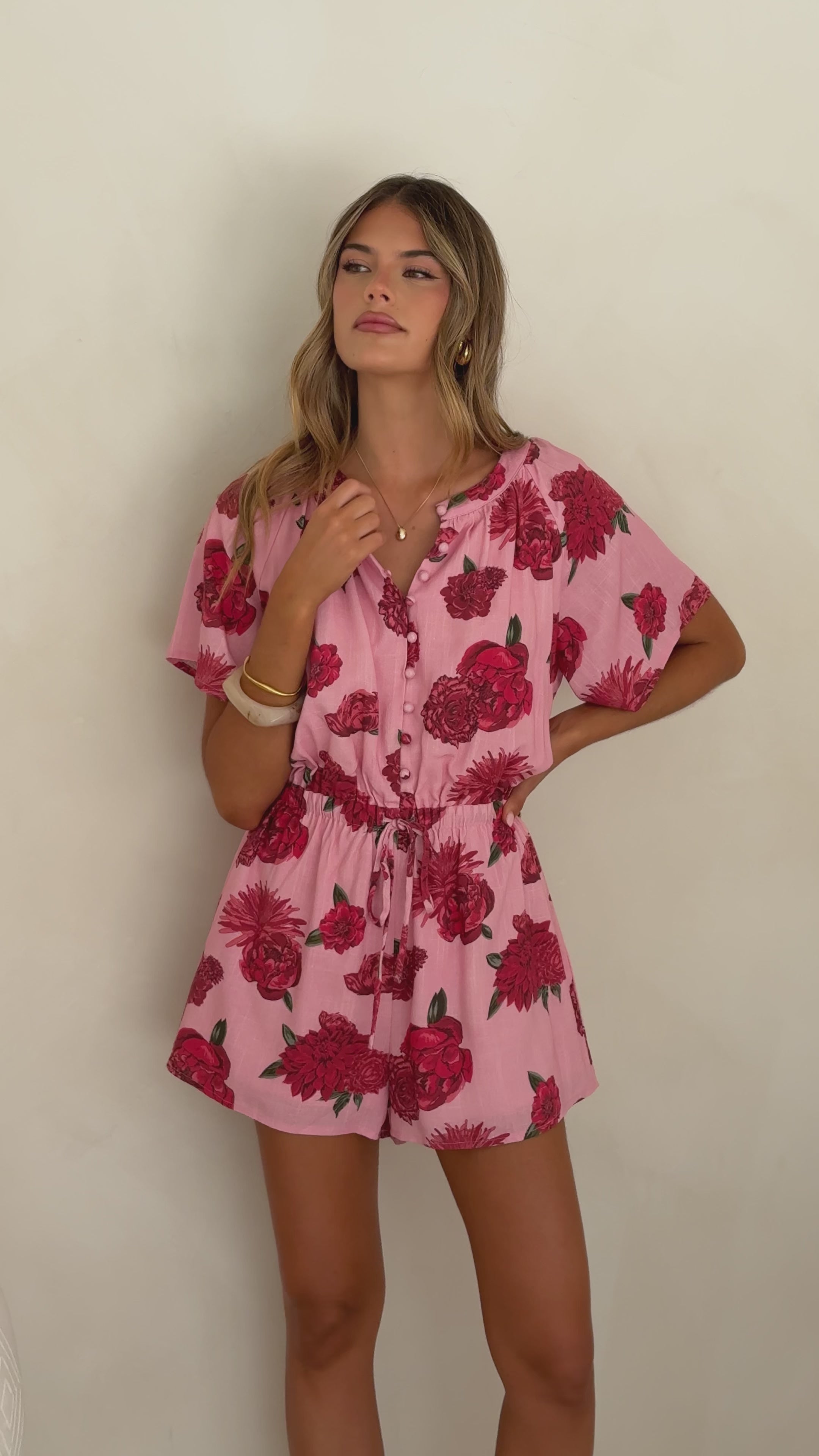 Load video: Santorini Playsuit - Dahlia Rouge - Billy J