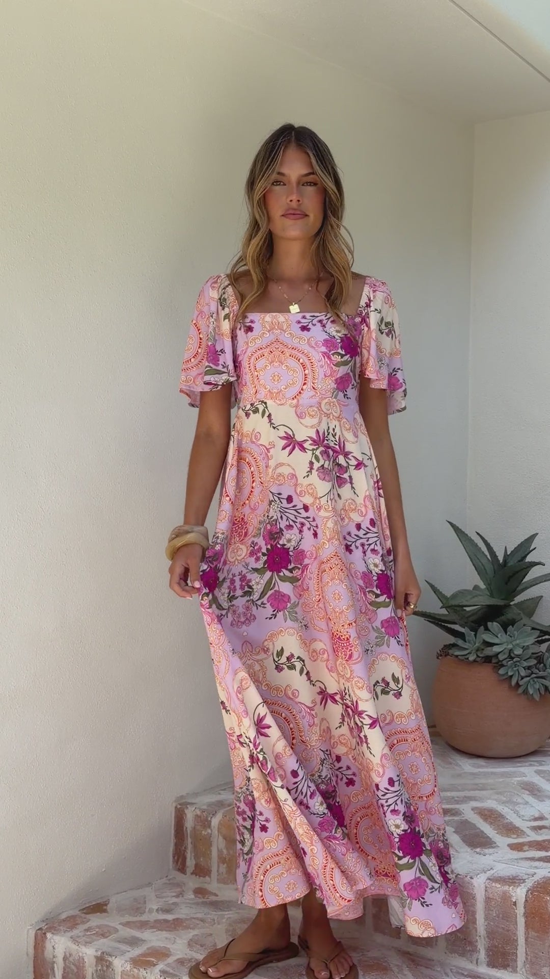 Tamar Maxi Dress - Pink Floral - Billy J