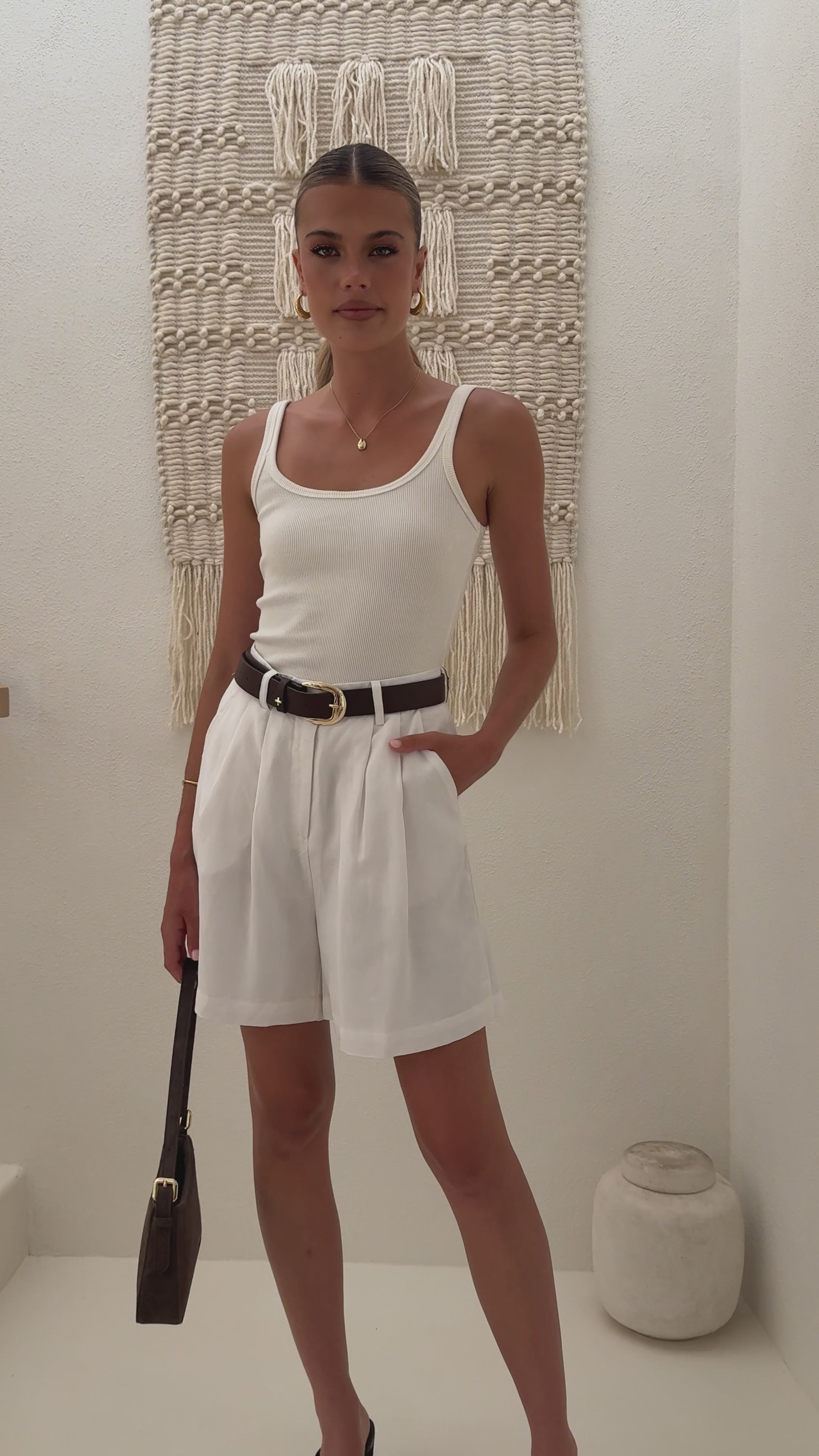 Load video: Emmaline Shorts - White - Billy J