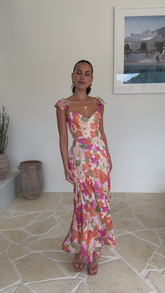 Calais Maxi Dress - Orange Floral - Billy J