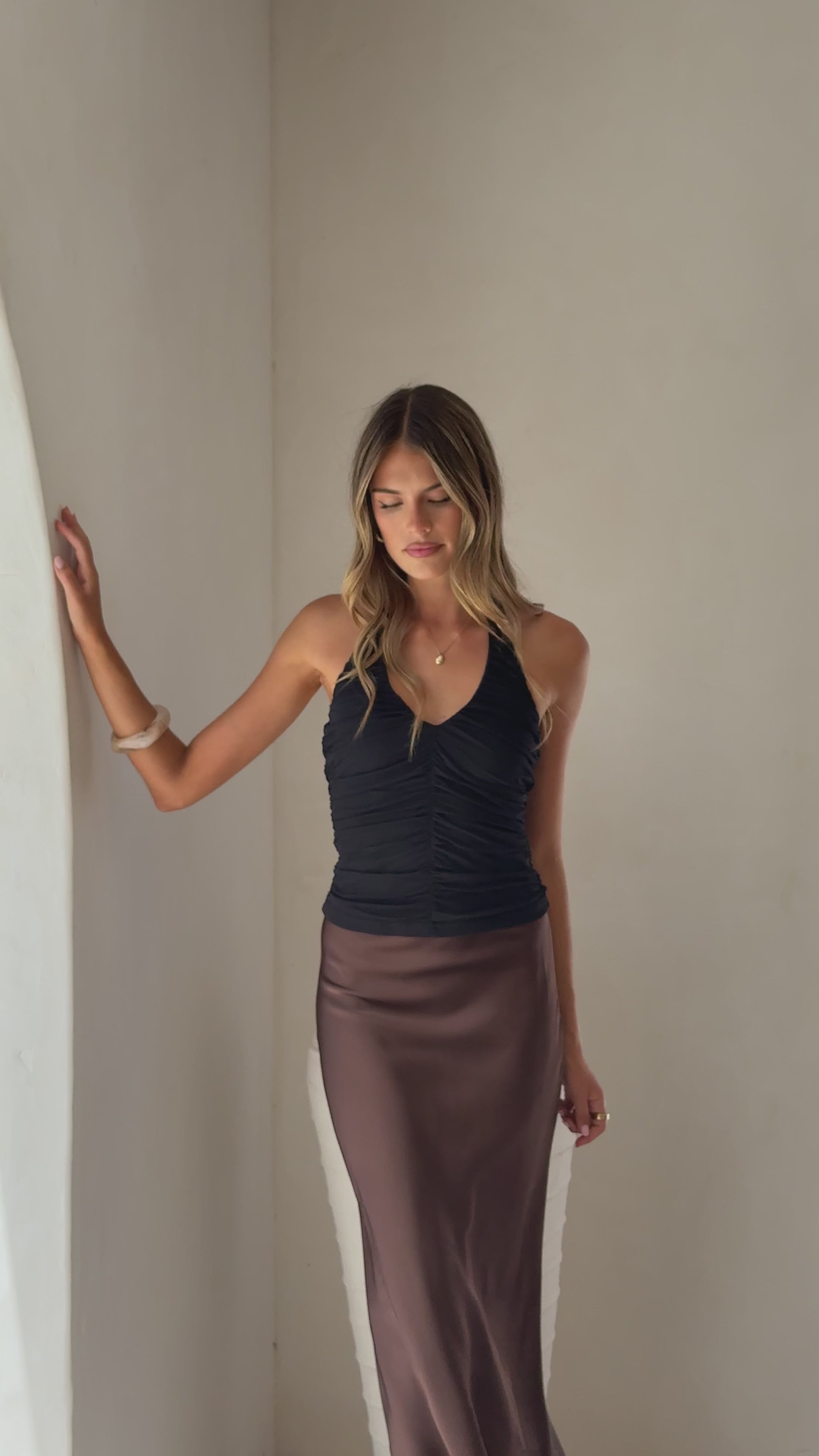 Load video: Kylie Halter Neck Top - Black - Billy J