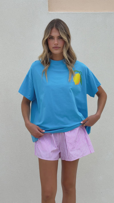 Load and play video in Gallery viewer, Limoncello Top and Shorts Set - Blue/Pink - Billy J
