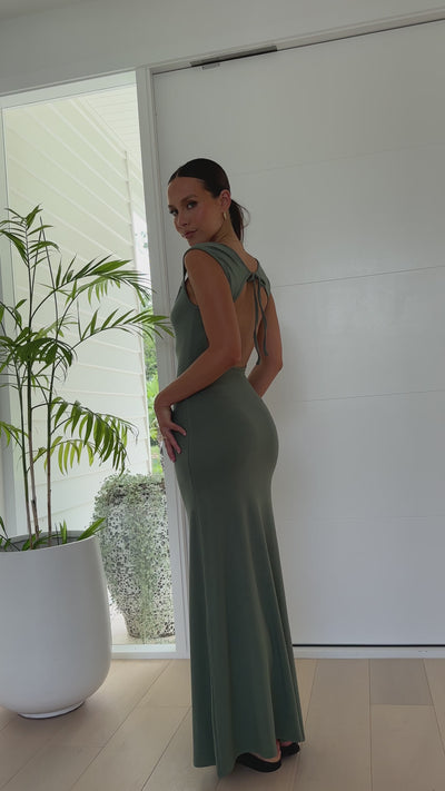 Load and play video in Gallery viewer, Tango In Tulum Maxi Dress - Olive - Billy J
