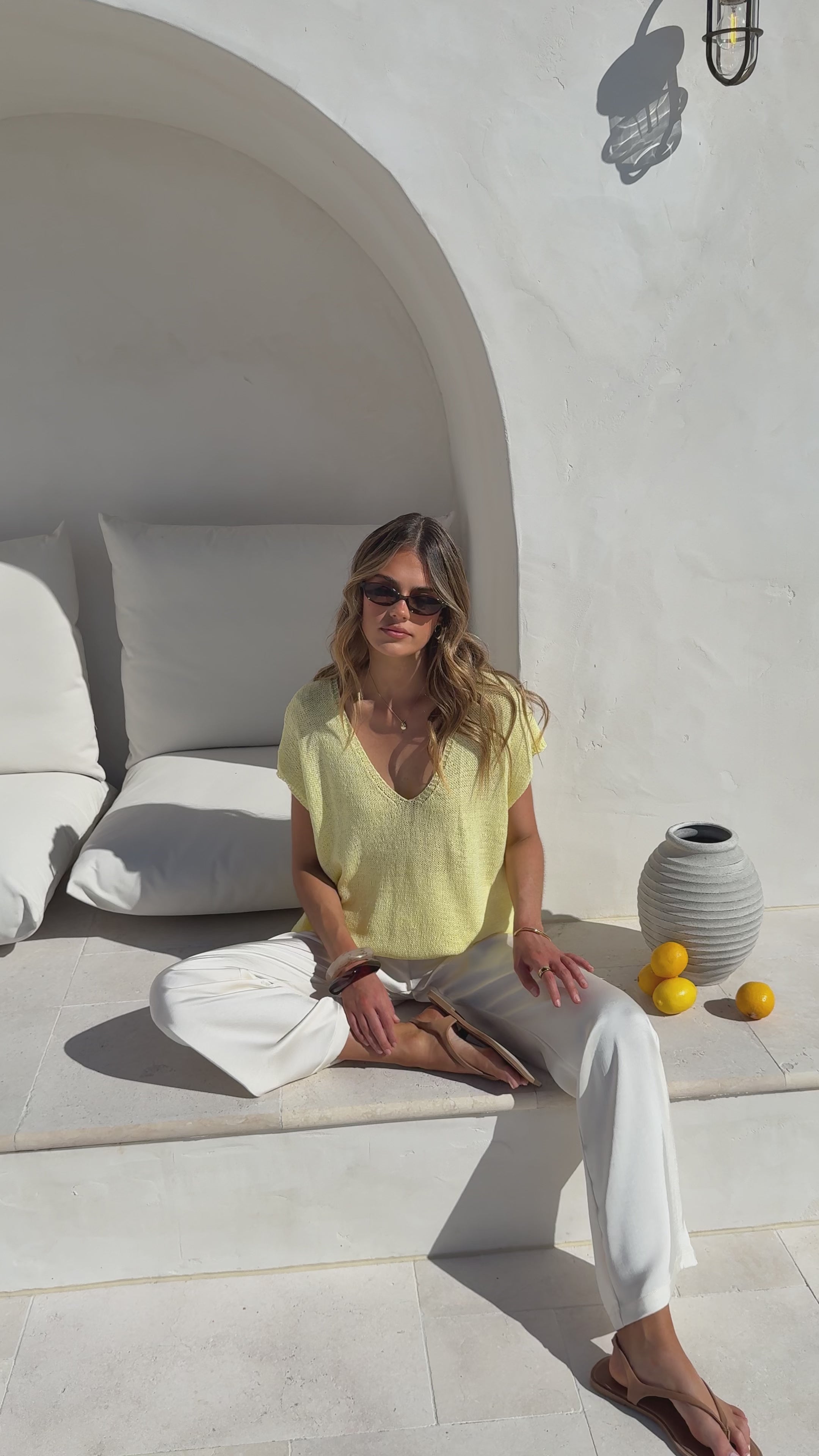Load video: Stelaria Knit Top - Yellow - Billy J