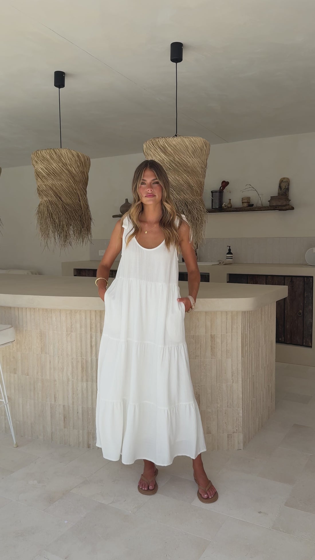 Jaliyah Midi Dress - White - Billy J