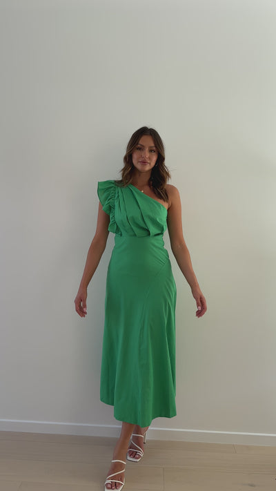 Load and play video in Gallery viewer, Stassie Midi Dress - Green - Billy J
