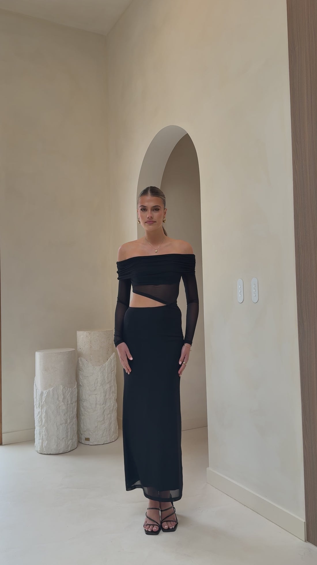 Blaire Off The Shoulder Maxi Dress - Black - Billy J