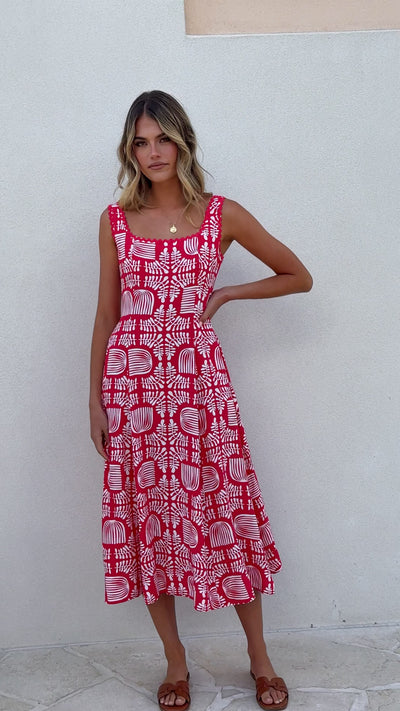 Load and play video in Gallery viewer, Burano Maxi Dress - Red Sea - Billy J
