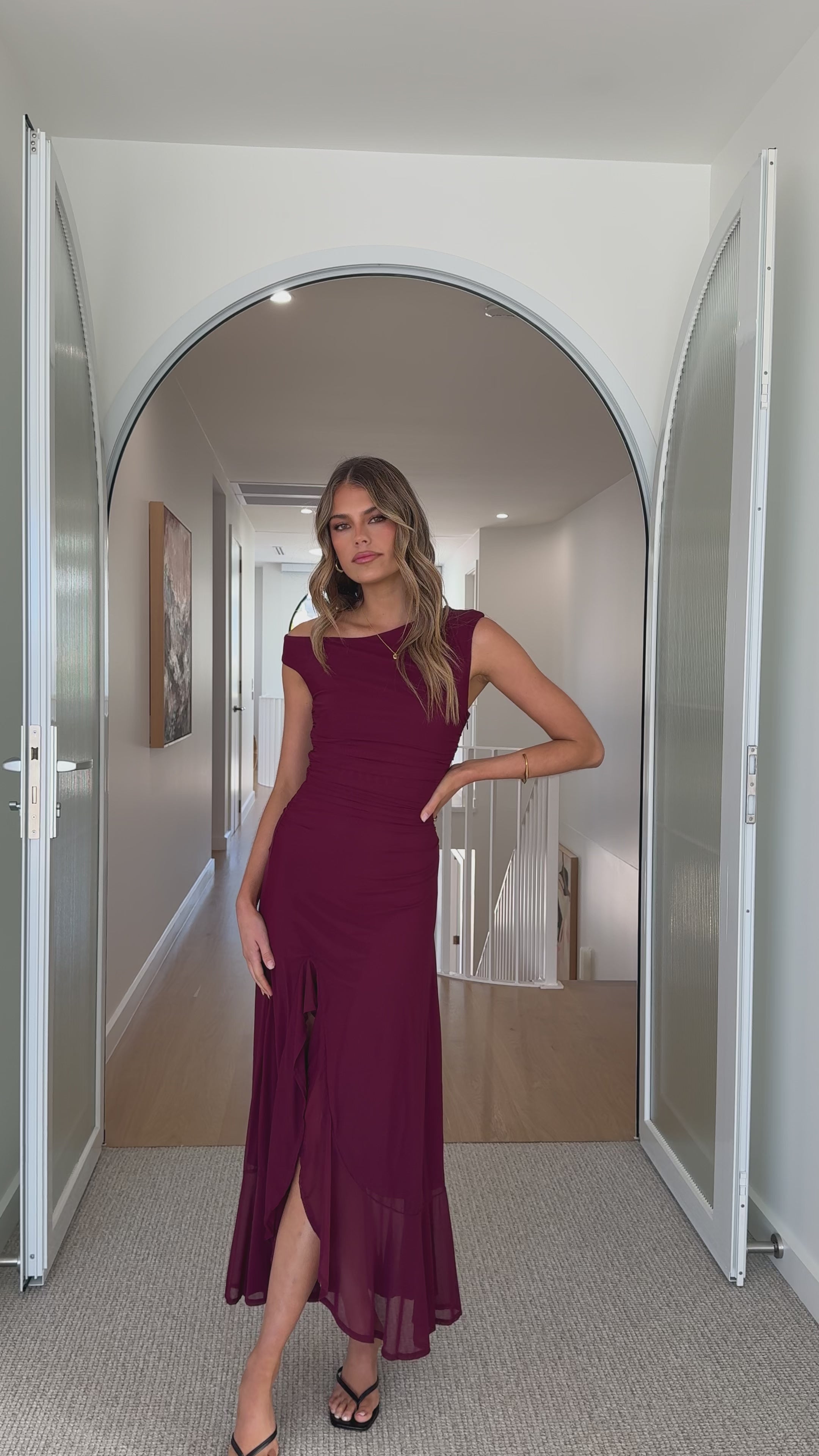Load video: Sareiah Maxi Dress - Wine - Billy J