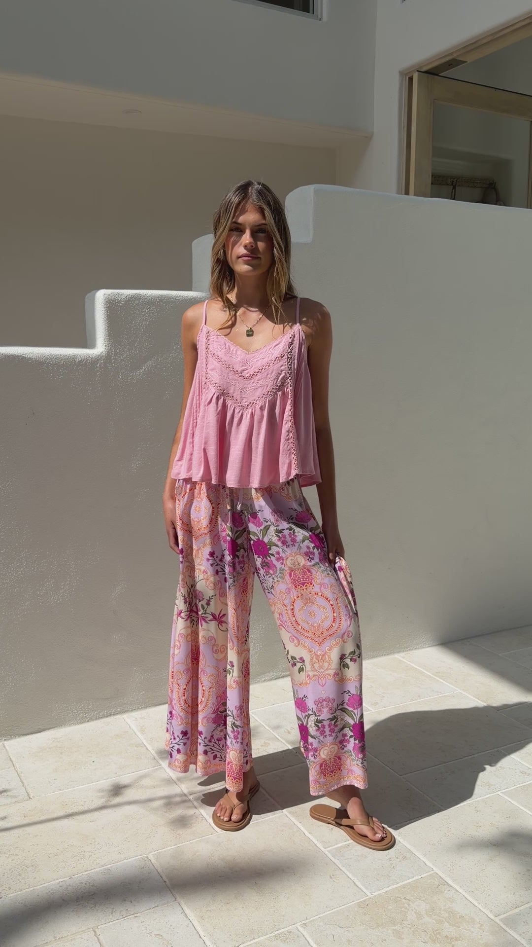 Load video: Belinda Pants - Pink Floral - Billy J