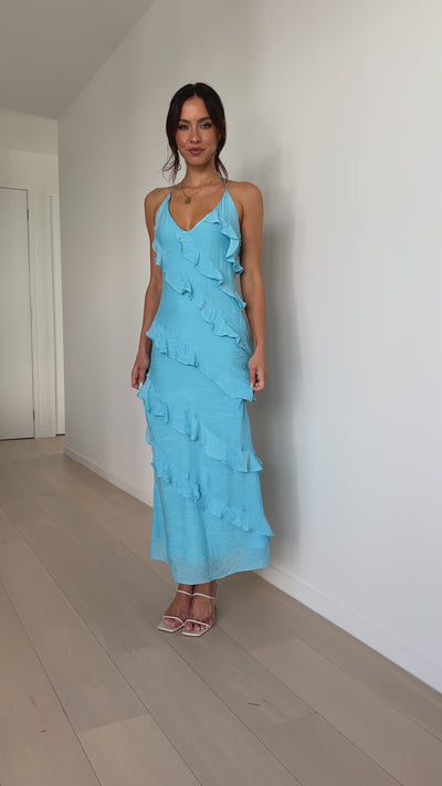 Load and play video in Gallery viewer, Sophia Maxi Dress - Blue - Billy J
