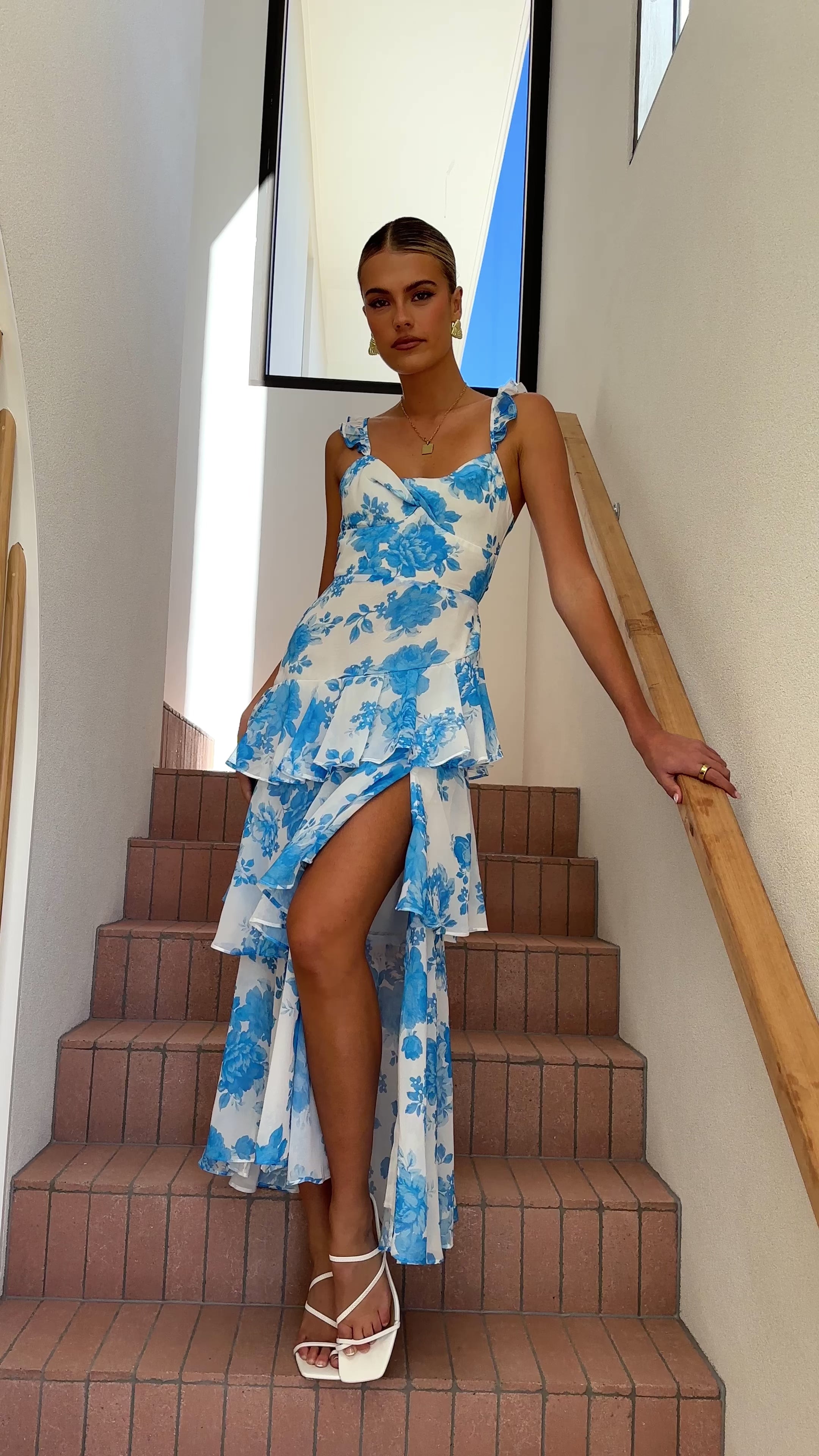 Load video: Achelle Maxi Dress - Blue Floral - Billy J