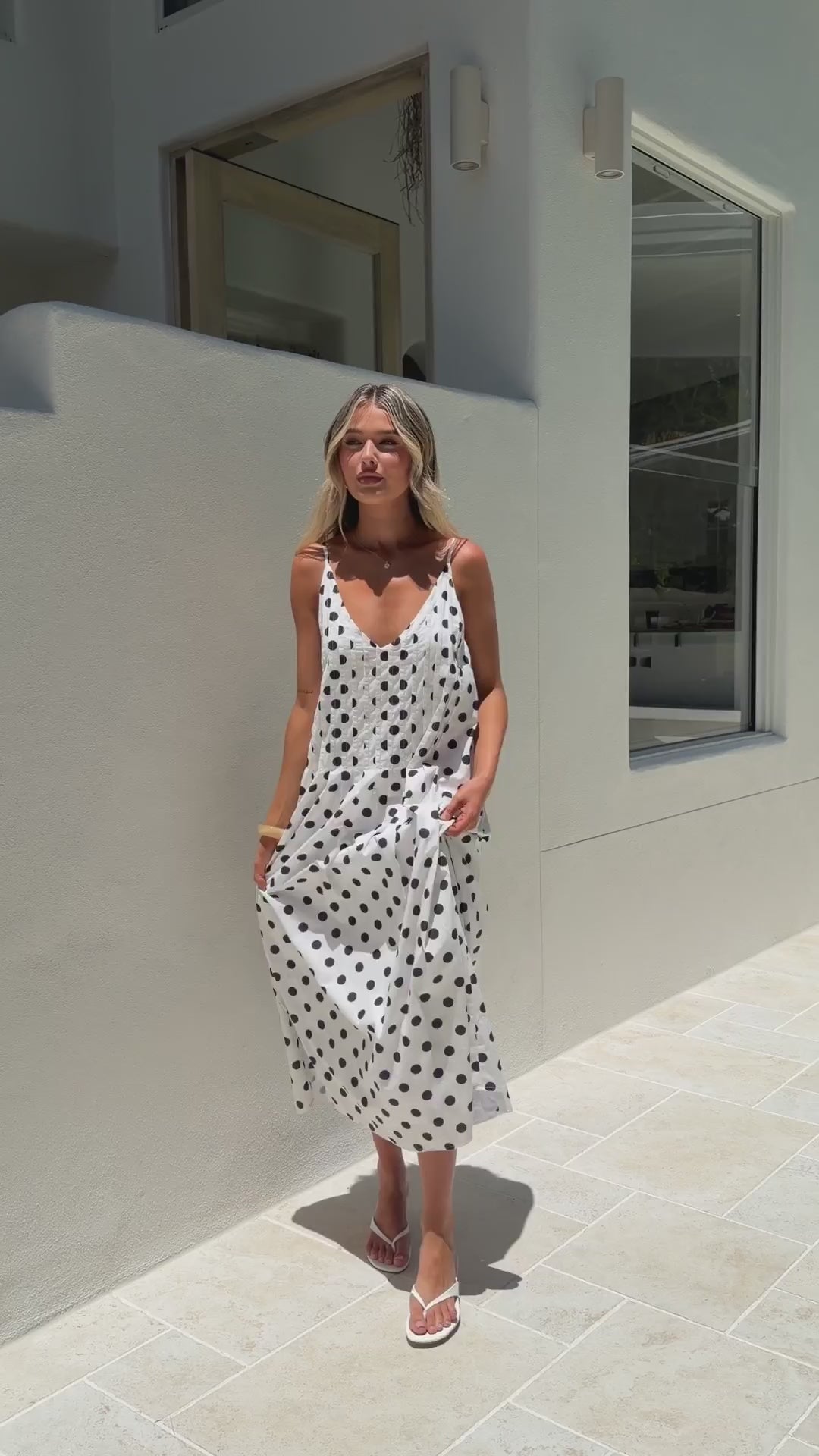 Dimmi Maxi Dress - White/Black Spot - Billy J