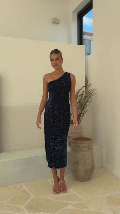 Load and play video in Gallery viewer, Anna Maxi Dress - Navy Sequins - Billy J
