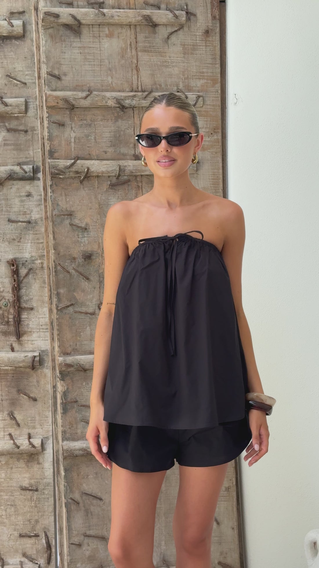 Mallie Strapless Top and Shorts Set - Black - Billy J