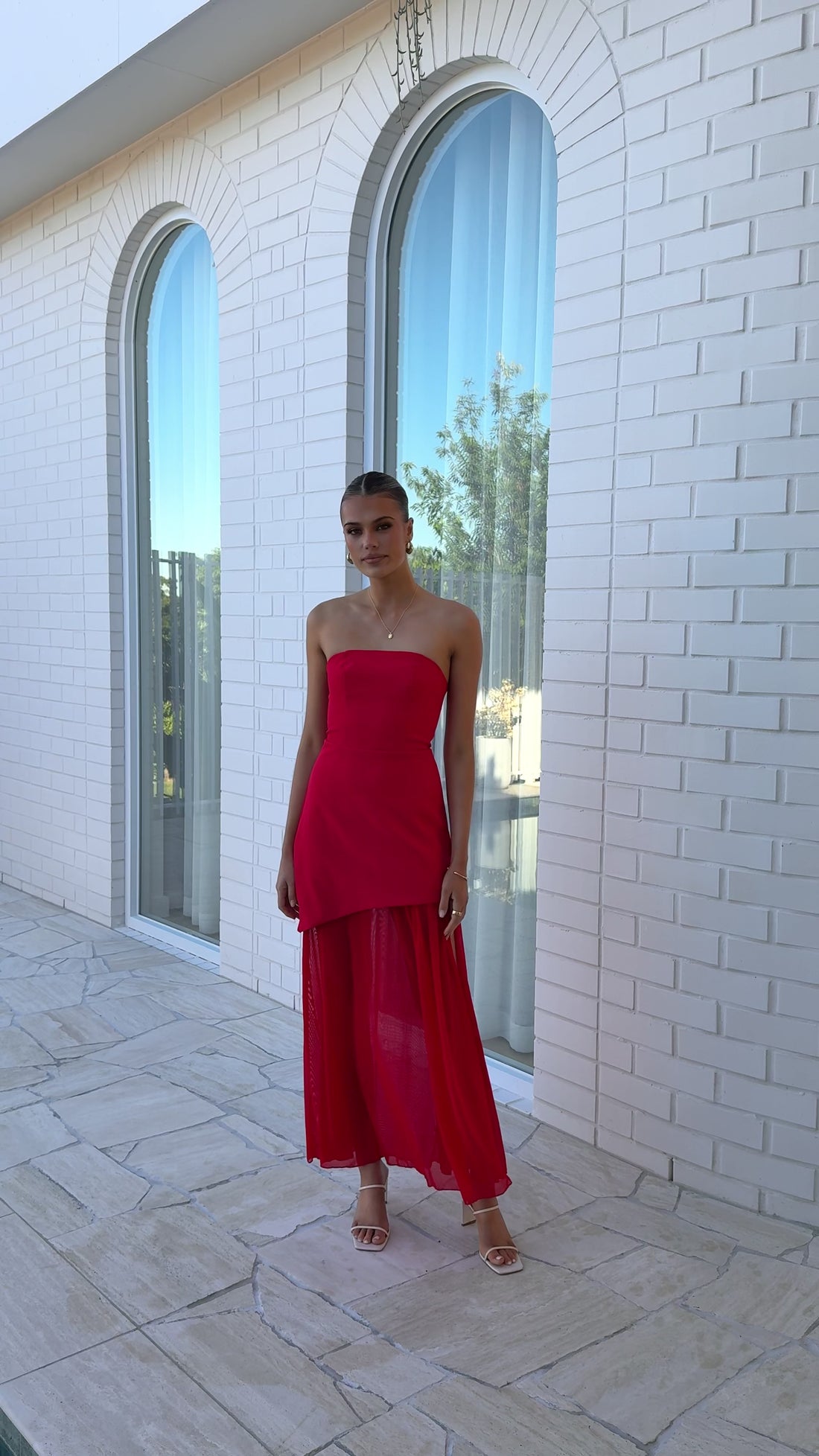 Fenella Asymmetrical Maxi Dress - Red - Billy J