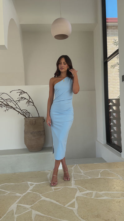 Load and play video in Gallery viewer, Alaina Midi Dress - Baby Blue - Billy J
