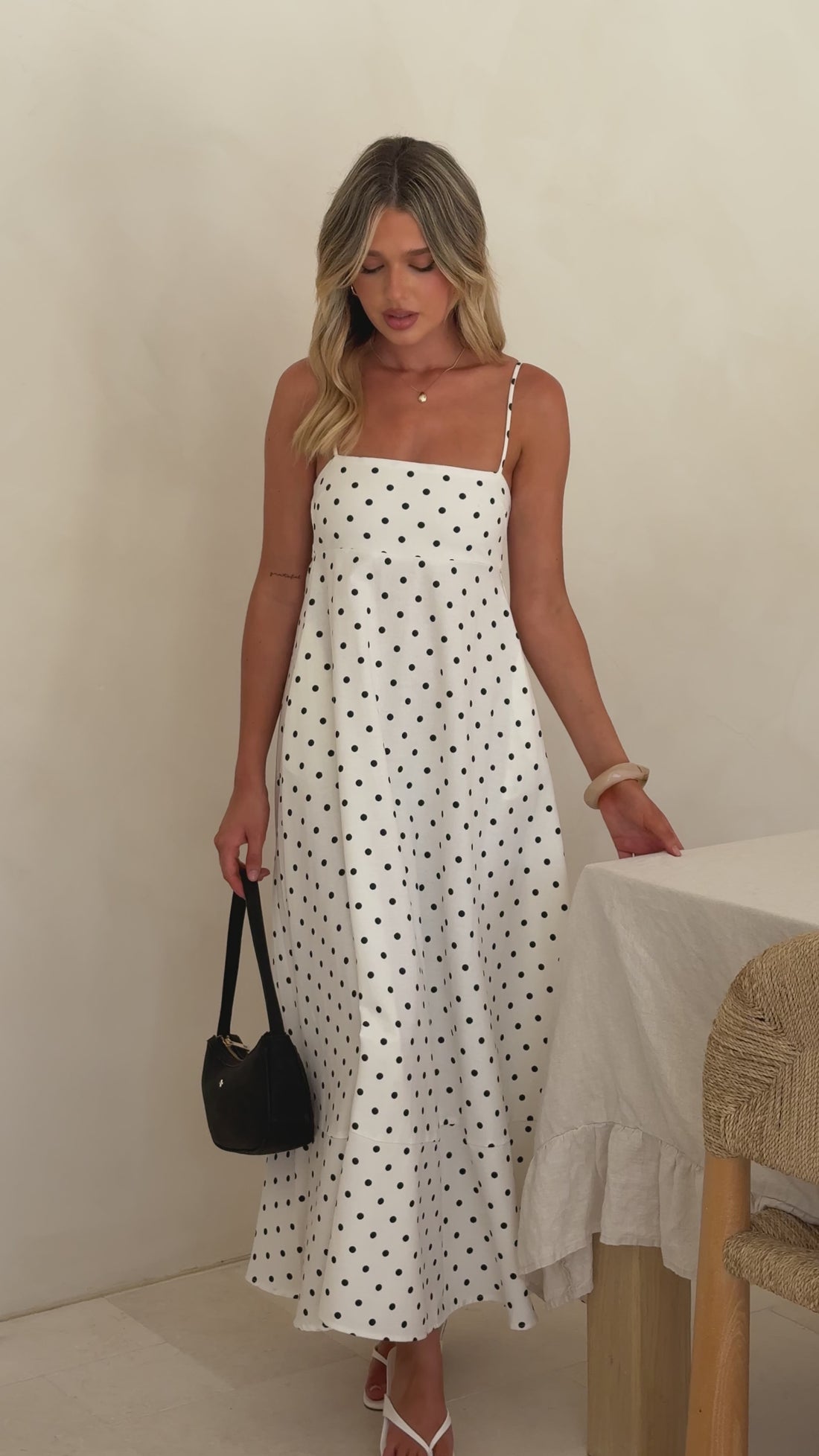 Elie Maxi Dress - White/Black Polka Dot - Billy J