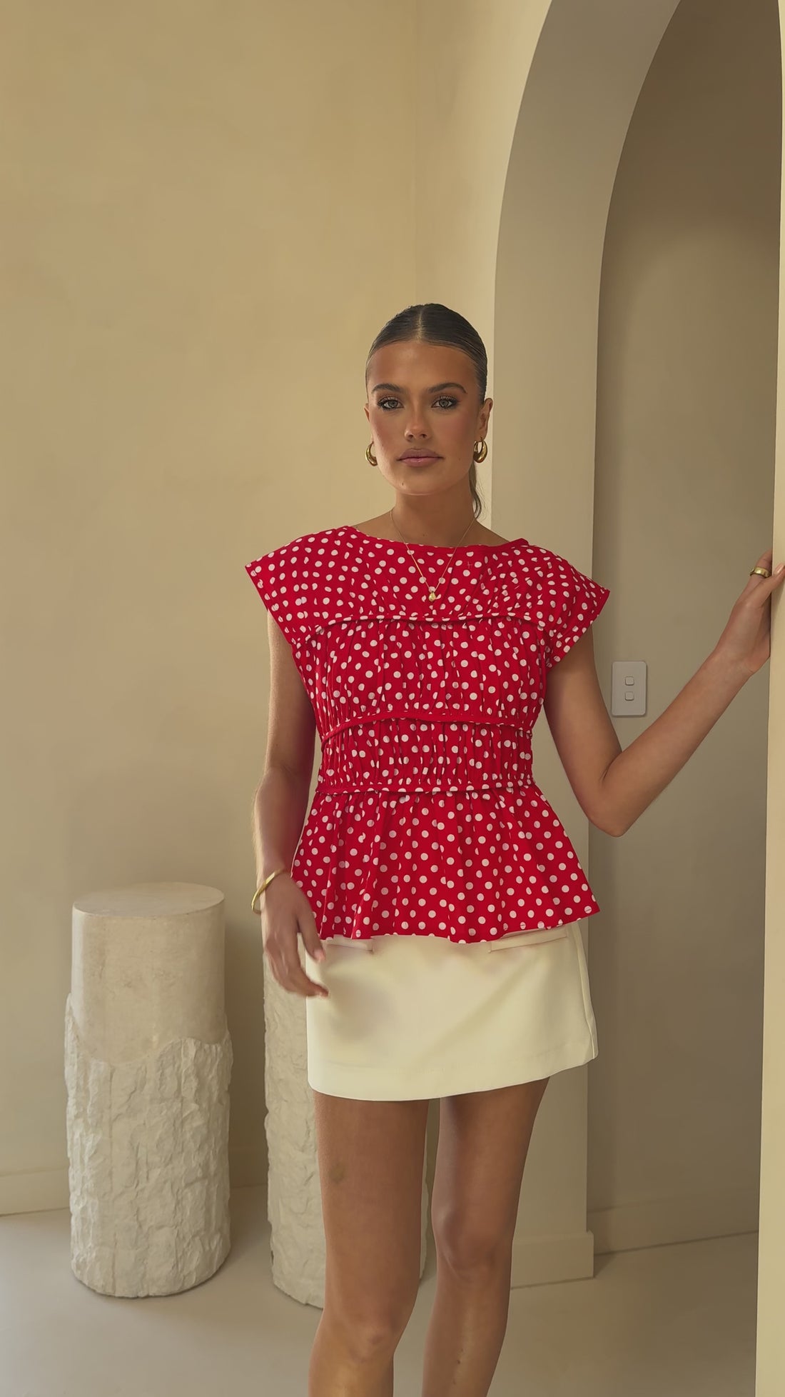 Harmonia Top - Red / White Polka Dot - Billy J
