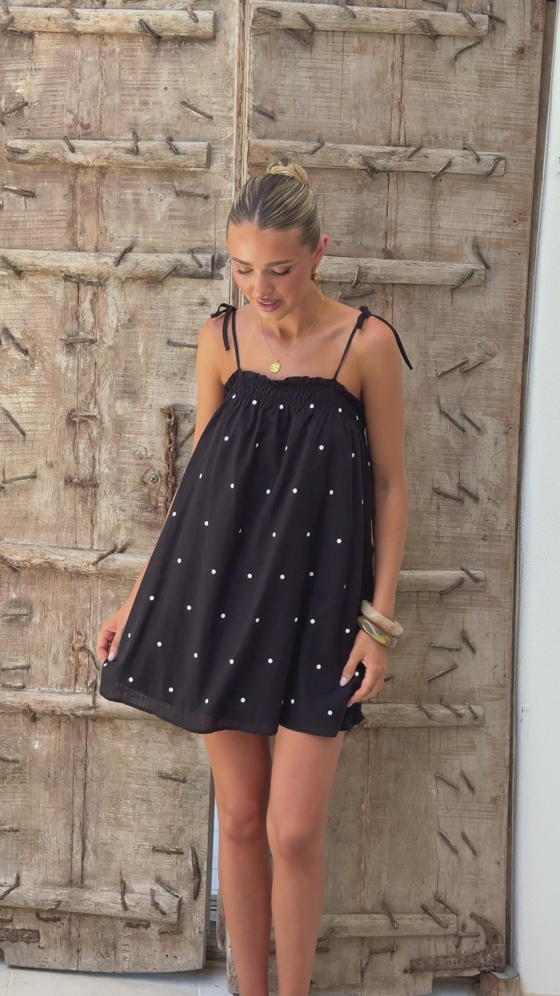 Sloane Mini Dress - Black Polka - Billy J